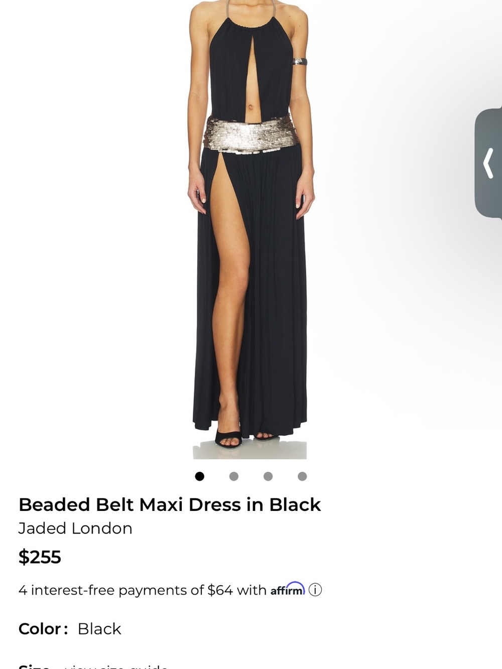 Jaded London Black Halter Maxi Dress with Silver Sequin Waist